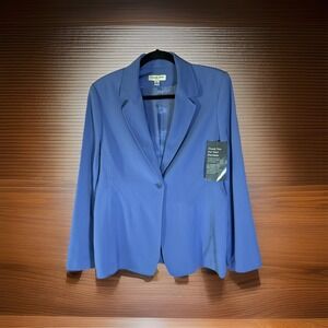 NWT Amanda Smith 3-piece periwinkle pantsuit set—blazer, shell, and trousers.